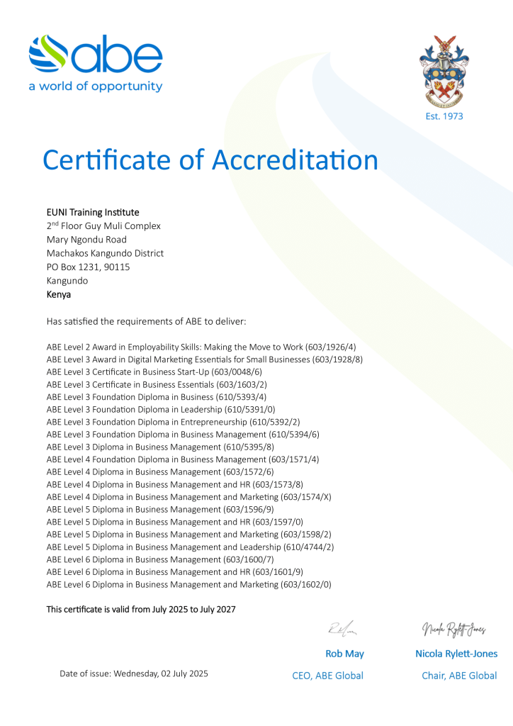ABE Certificate of Accreditation